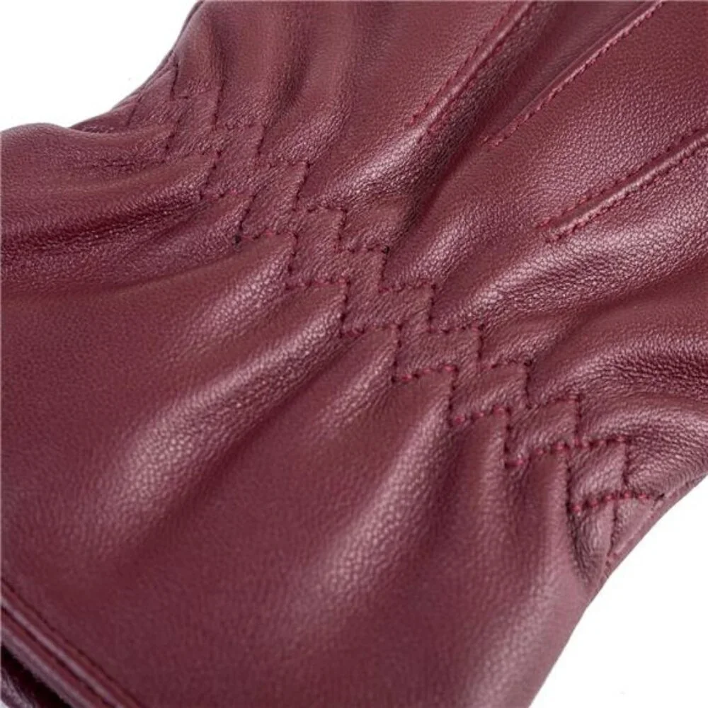 NWT Leather Gloves Touchscreen Cashmere Lined Red Women
